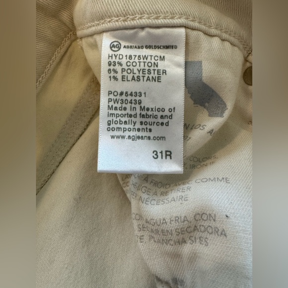 Evereve AG Mari High Rise Straight Leg Jean in size 31 in white cream - Picture 11 of 12